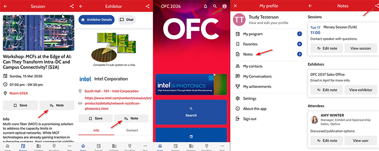 Taking notes in the app